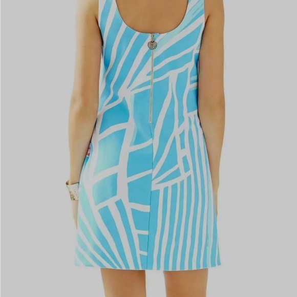 Lilly Pulitzer Callie for the Shell of it Dress Pool Blue Seashell Print L - Picture 2 of 14